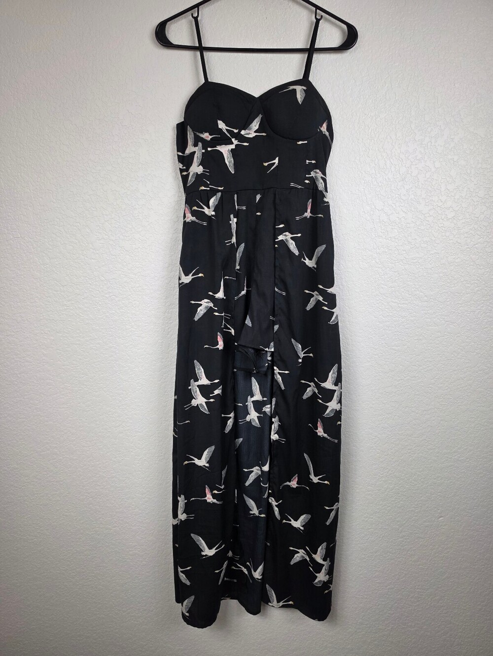 Anthropologie Band of Gypsies Black Bird Print Romper Dress
